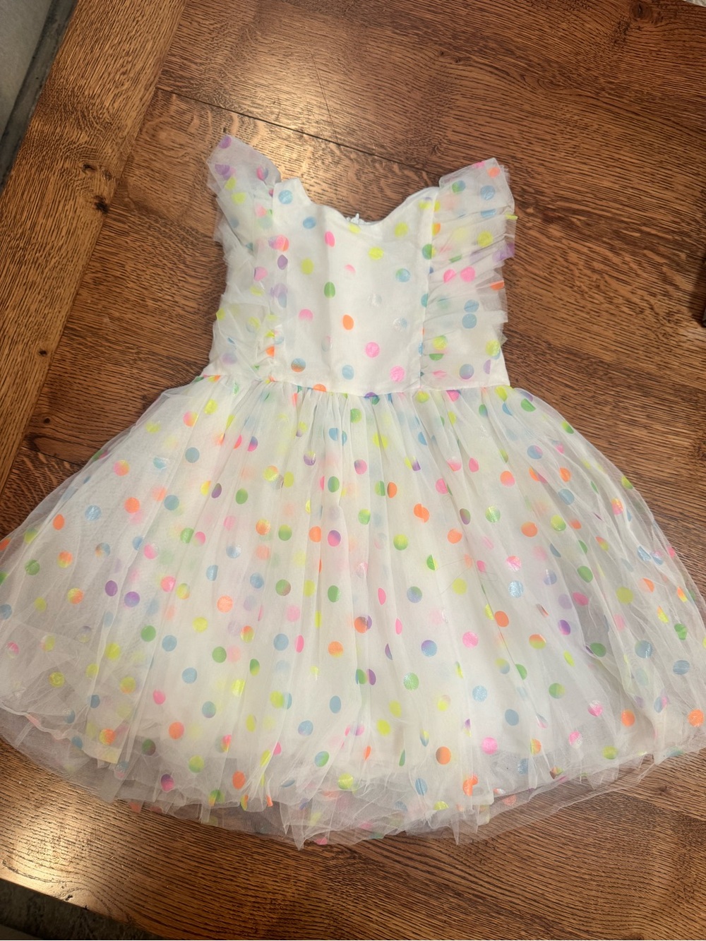 Lola & The Boys White Neon Polka Dot Tulle